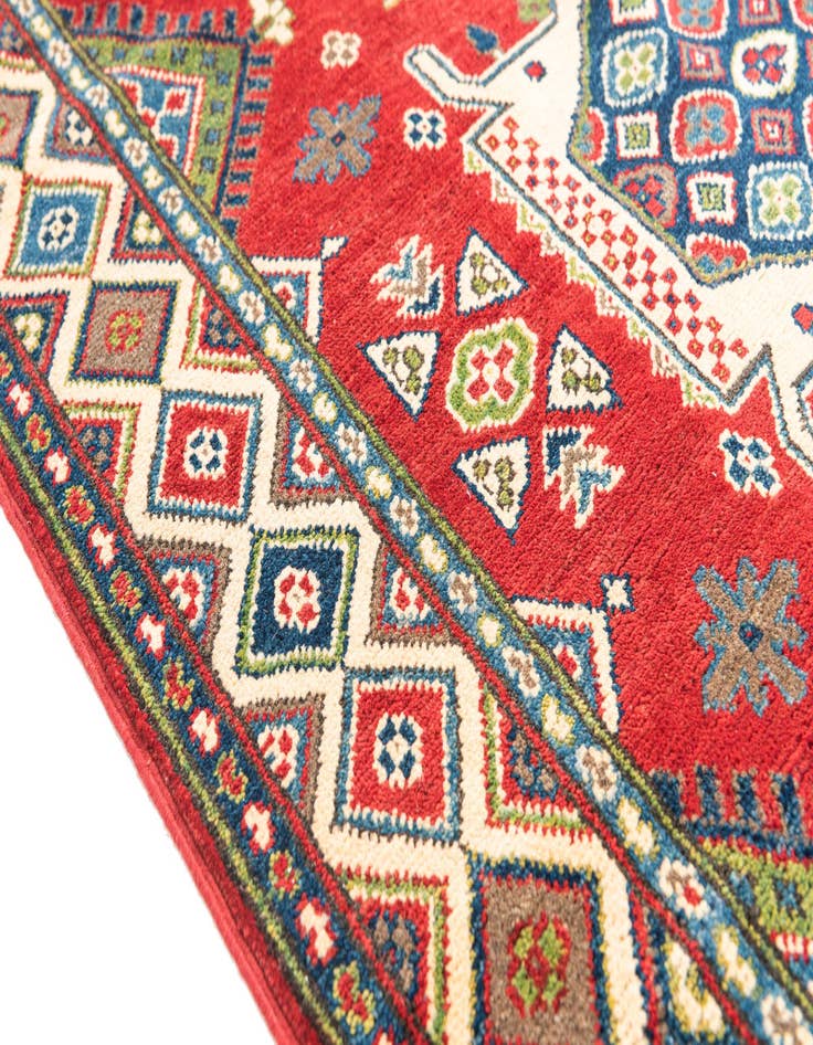 Detail image of  4' x 6' 4  Hand Knotted Kazak Rug