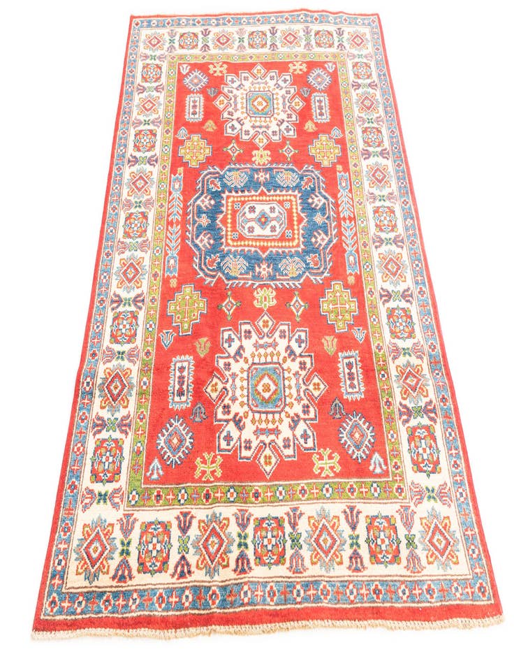 Detail image of  4' x 5' 10  Hand Knotted Kazak Rug