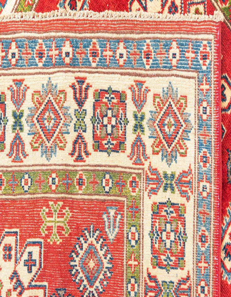 Detail image of  4' x 5' 10  Hand Knotted Kazak Rug