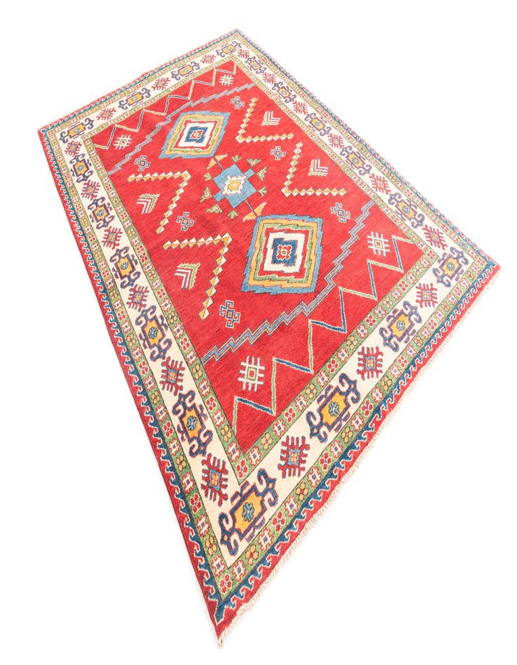 Detail image of  5' 8 x 8'  Hand Knotted Kazak Rug