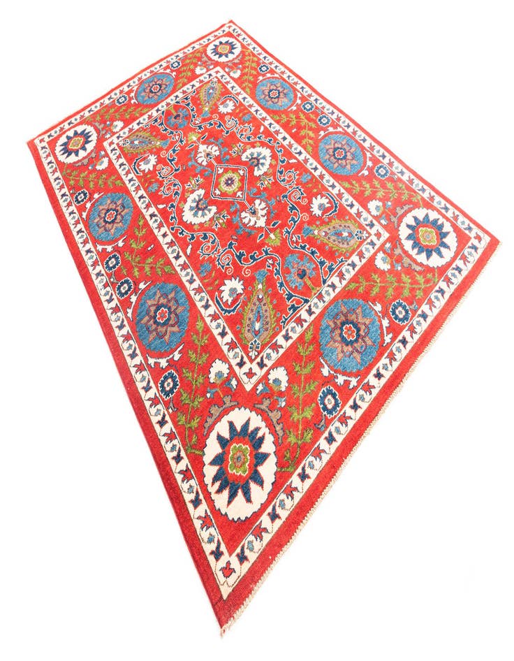 Detail image of  5' 8 x 8'  Hand Knotted Kazak Rug