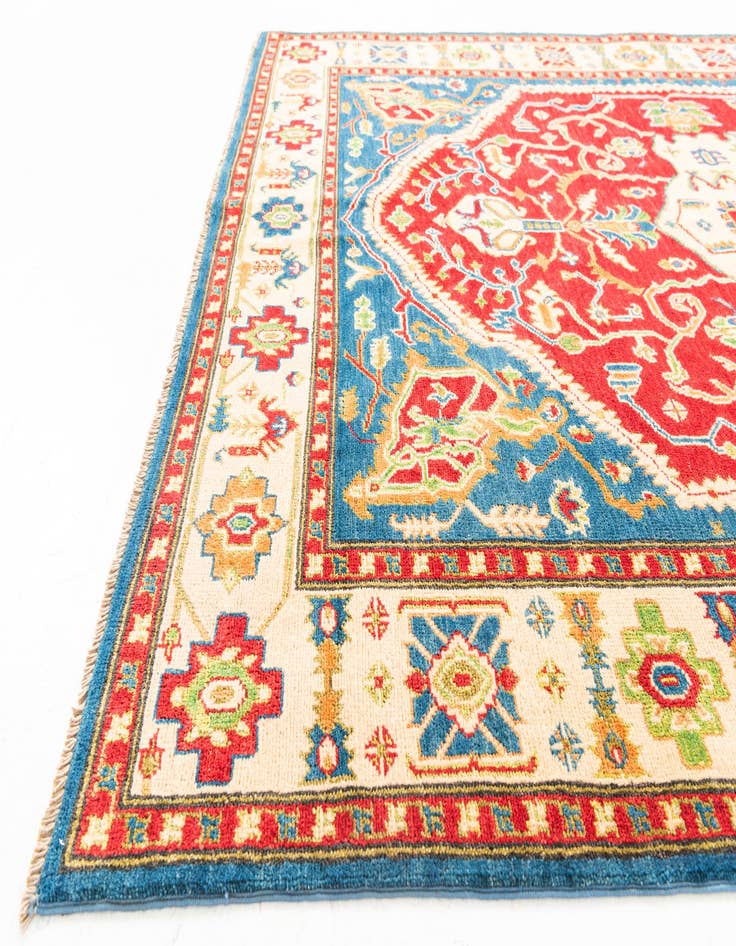 Detail image of  5' 8 x 8'  Hand Knotted Kazak Rug