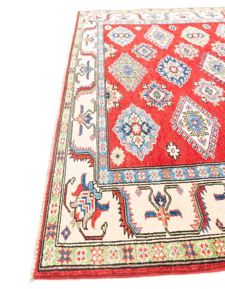 Detail image of  5' x 6' 6  Hand Knotted Kazak Rug