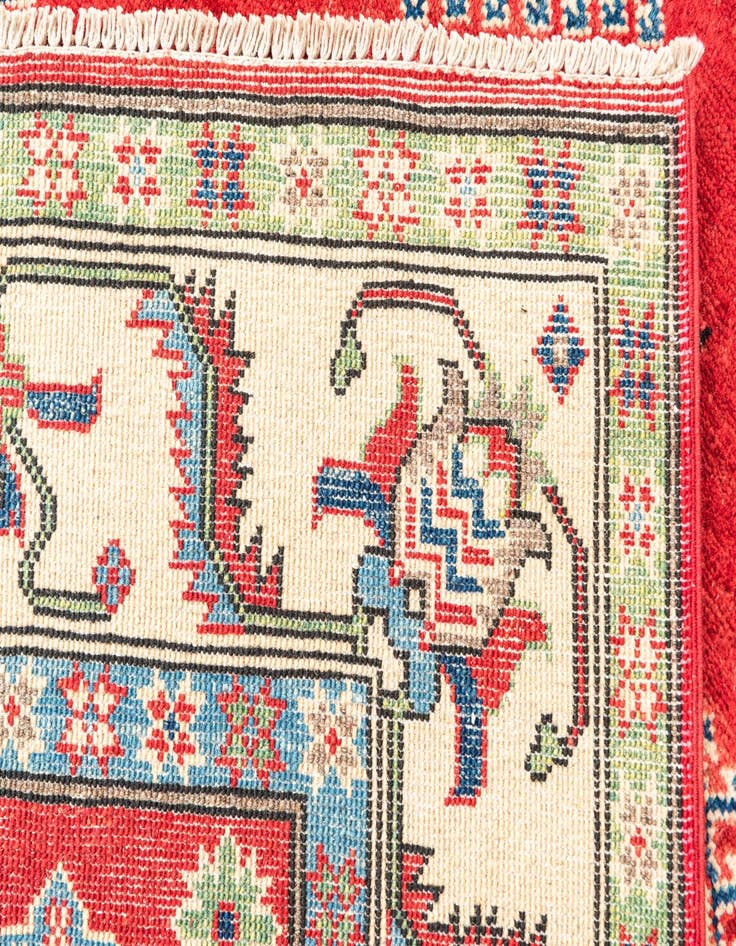 Detail image of  5' x 6' 6  Hand Knotted Kazak Rug