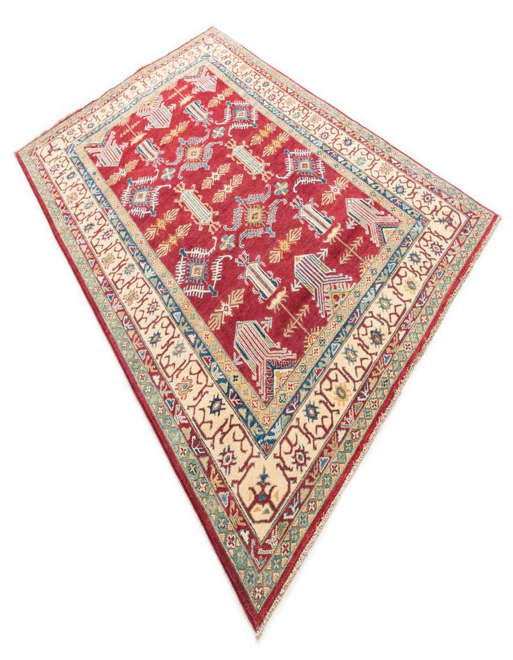 Detail image of  6' x 8' 10  Hand Knotted Kazak Rug