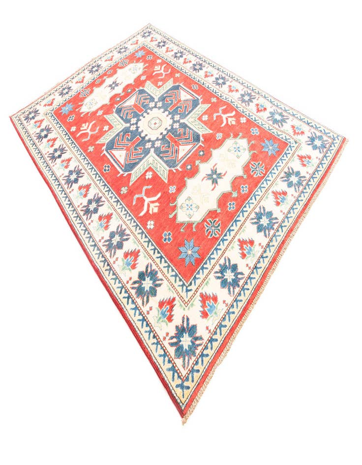 Detail image of  6' x 8' 7  Hand Knotted Kazak Rug