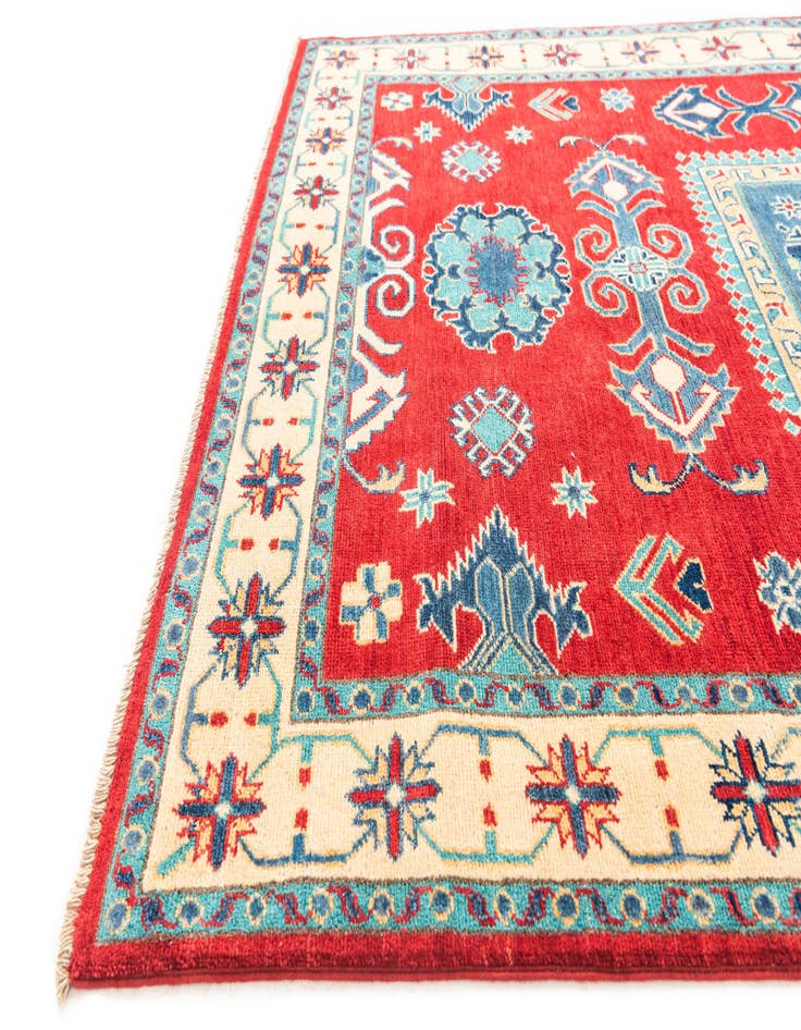 Detail image of  4' 10 x 7'  Hand Knotted Kazak Rug