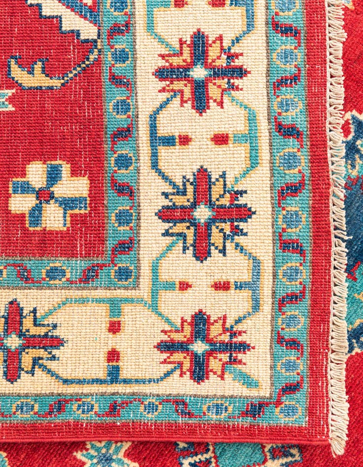 Detail image of  4' 10 x 7'  Hand Knotted Kazak Rug