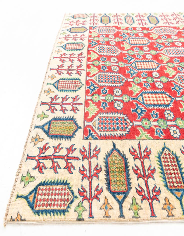 Detail image of  4' 10 x 7' 7  Hand Knotted Kazak Rug