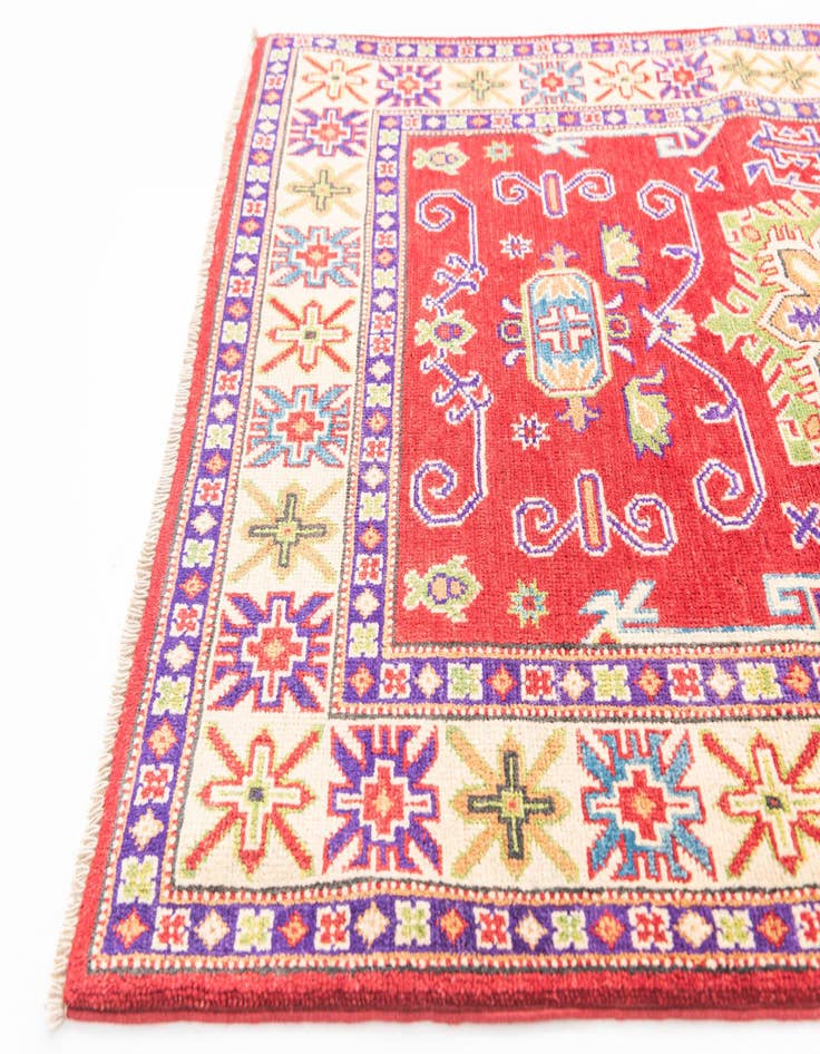 Detail image of  3' 4 x 4' 9  Hand Knotted Kazak Rug