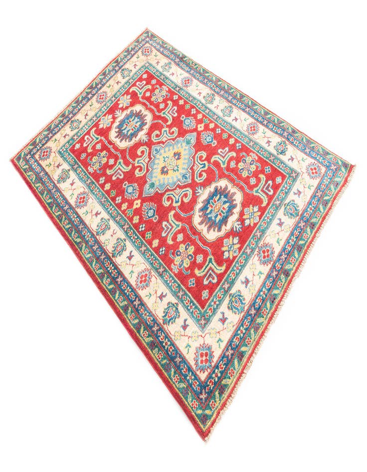 Detail image of  4' x 5' 5  Hand Knotted Kazak Rug