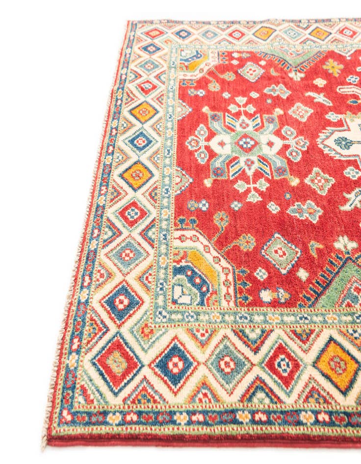 Detail image of  4' x 6' 2  Hand Knotted Kazak Rug