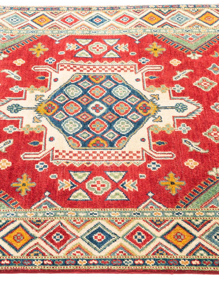 Detail image of  4' x 6' 2  Hand Knotted Kazak Rug