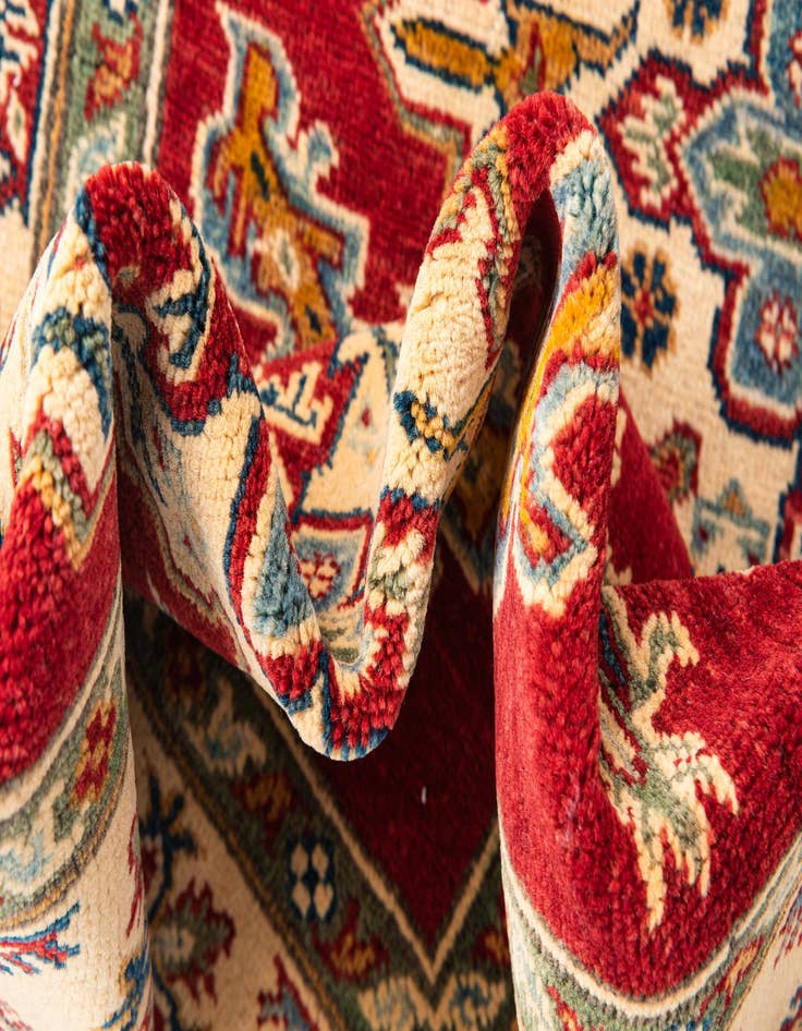 Detail image of  4' x 5' 8  Hand Knotted Kazak Rug