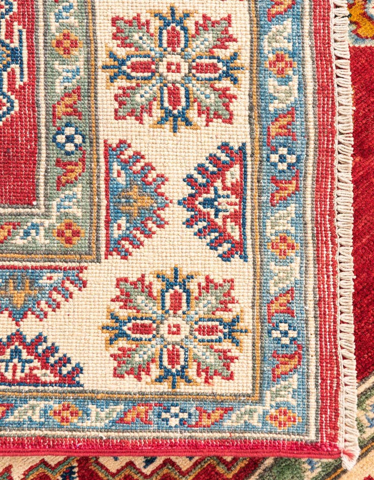 Detail image of  4' x 5' 8  Hand Knotted Kazak Rug
