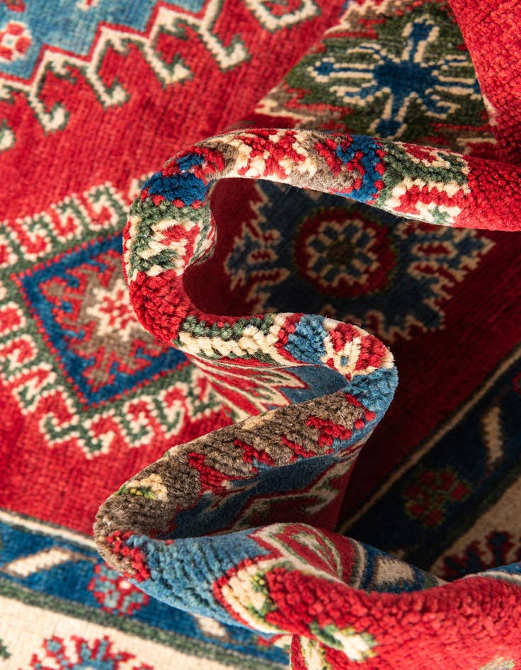 Detail image of  4' x 5' 10  Hand Knotted Kazak Rug