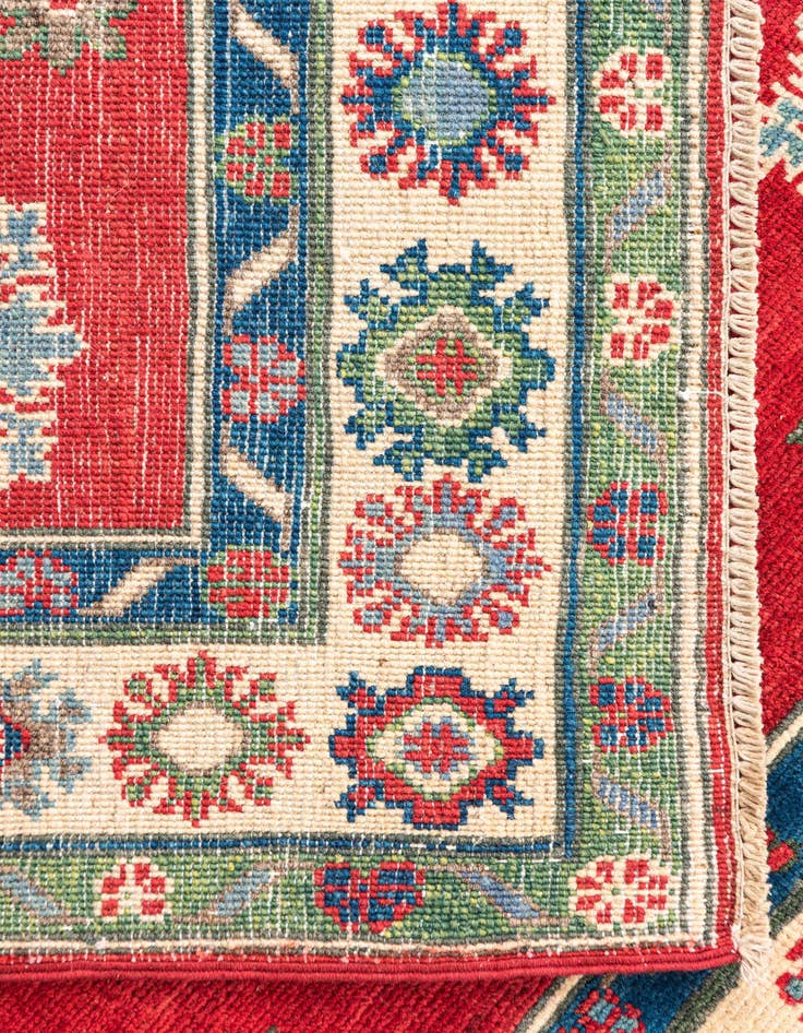 Detail image of  4' x 5' 10  Hand Knotted Kazak Rug