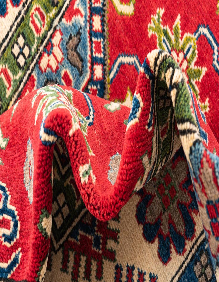 Detail image of  4' x 5' 10  Hand Knotted Kazak Rug