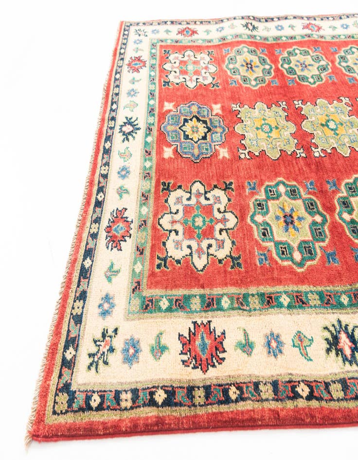 Detail image of  4' x 6' 4  Hand Knotted Kazak Rug
