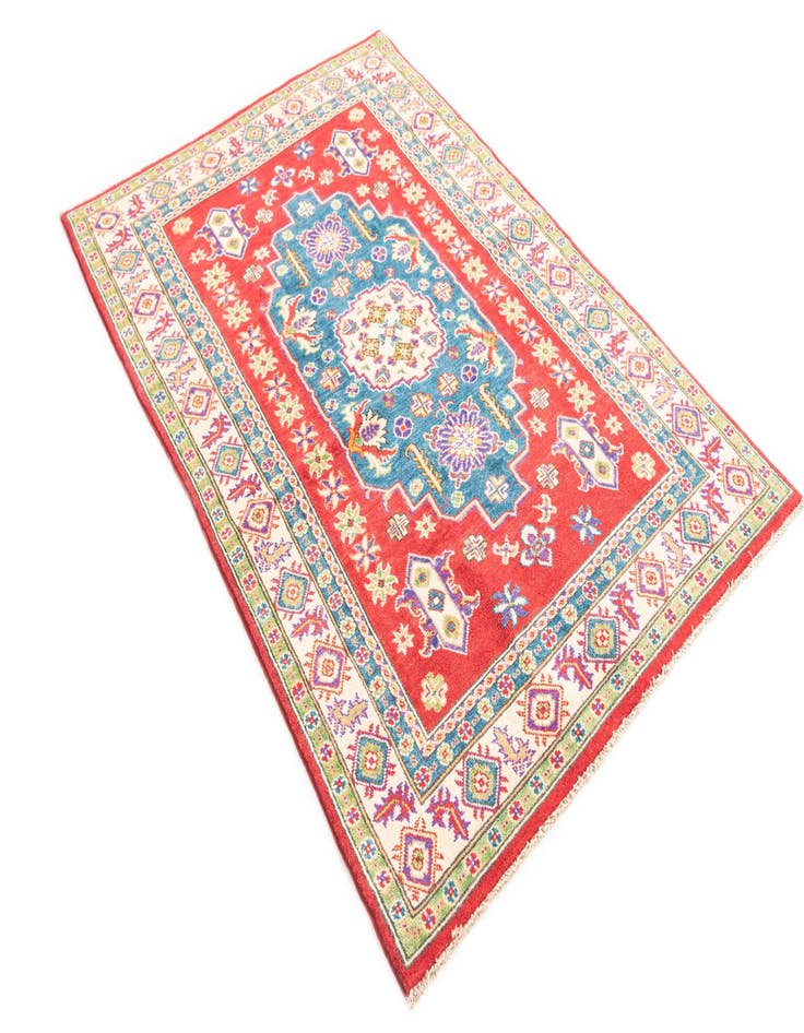 Detail image of  4' 1 x 6'  Hand Knotted Kazak Rug