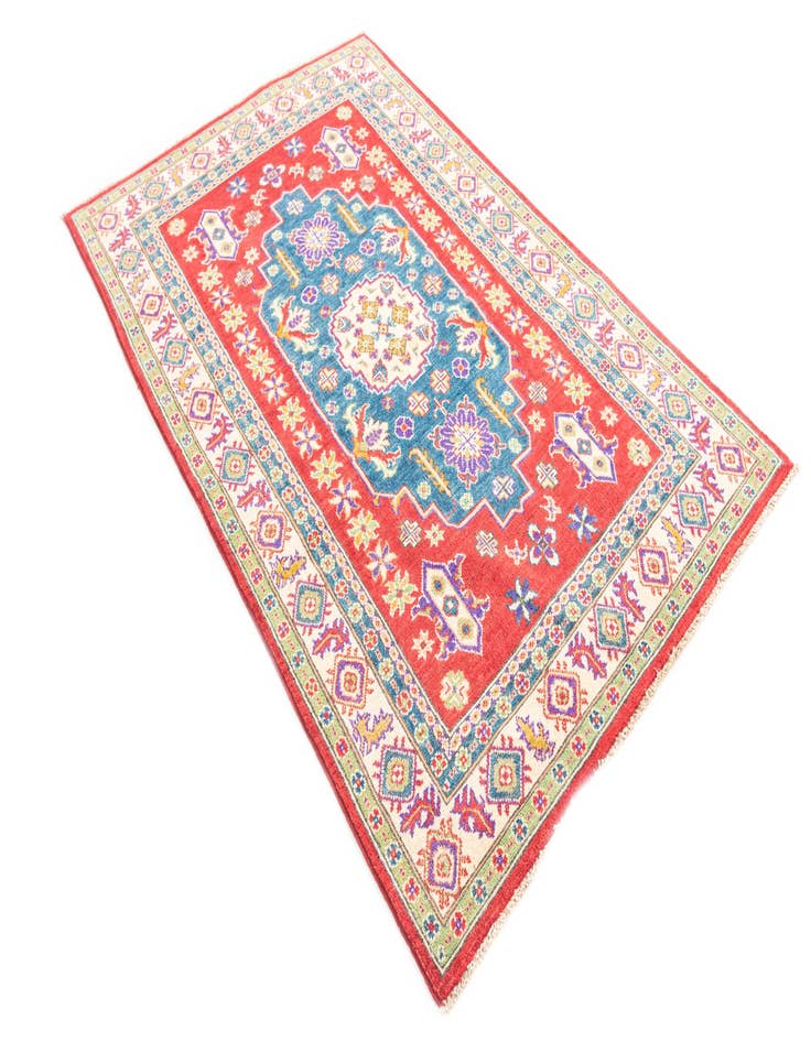 Detail image of  4' x 6' 4  Hand Knotted Kazak Rug