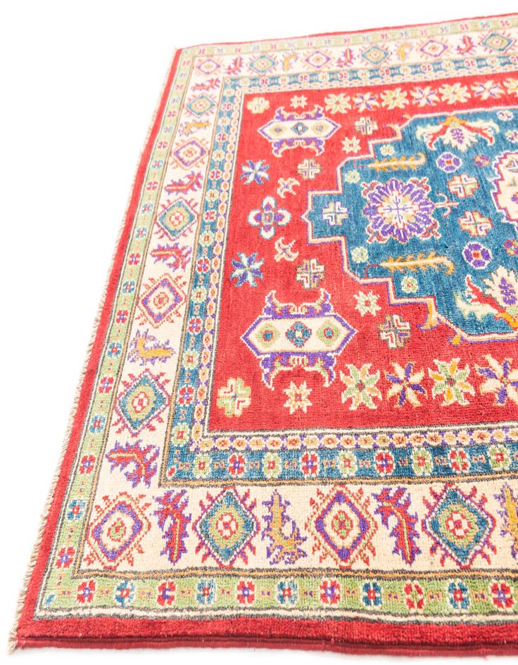 Detail image of  4' x 6' 4  Hand Knotted Kazak Rug