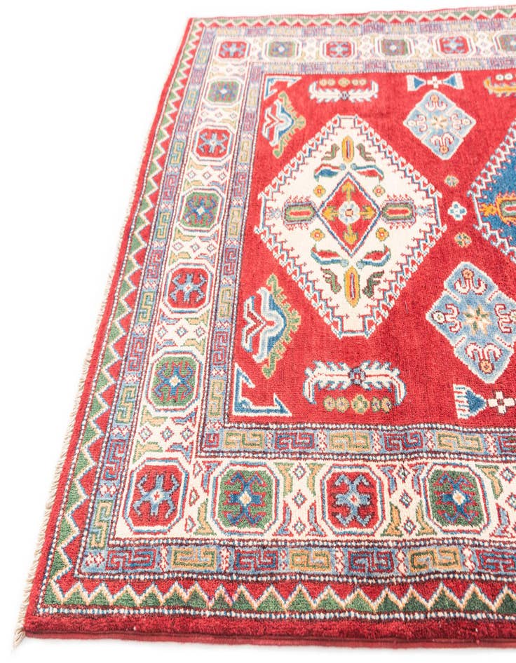 Detail image of  4' 1 x 6'  Hand Knotted Kazak Rug