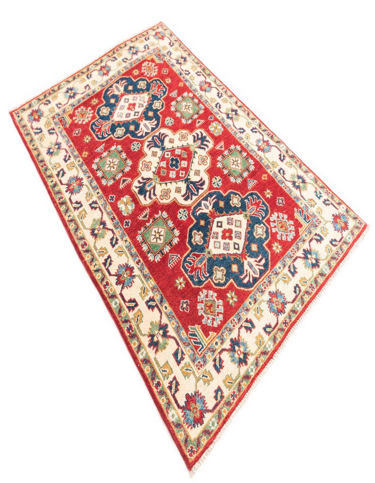 Detail image of  4' x 5' 10  Hand Knotted Kazak Rug