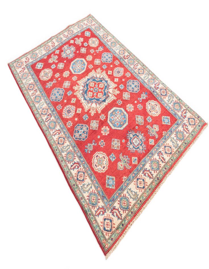 Detail image of  4' 1 x 6' 2  Hand Knotted Kazak Rug