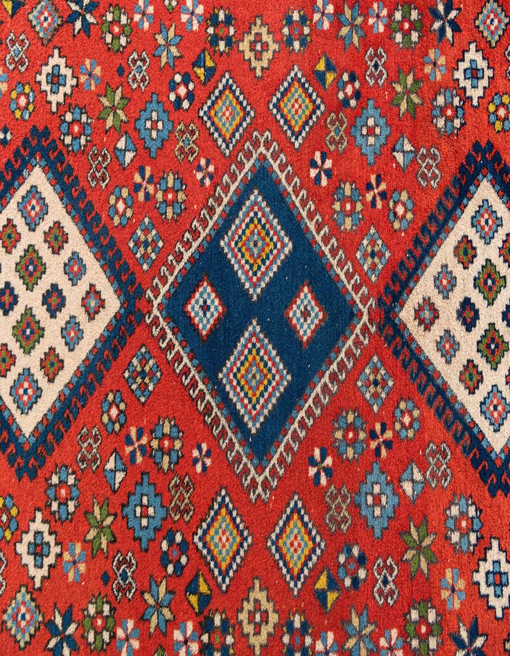 Detail image of  4' 6 x 7' 1  Hand Knotted Kazak Oriental Wool Rug