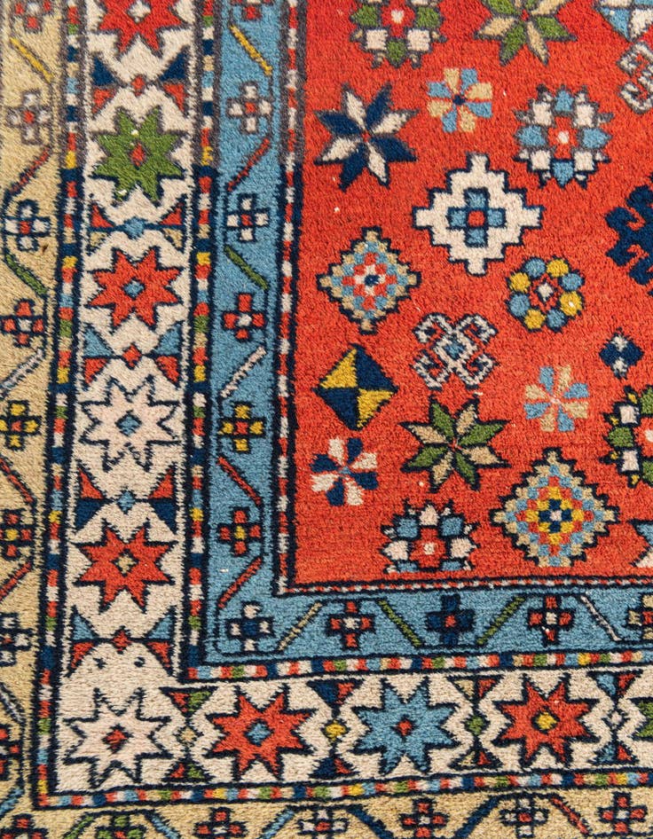 Detail image of  4' 6 x 7' 1  Hand Knotted Kazak Oriental Wool Rug