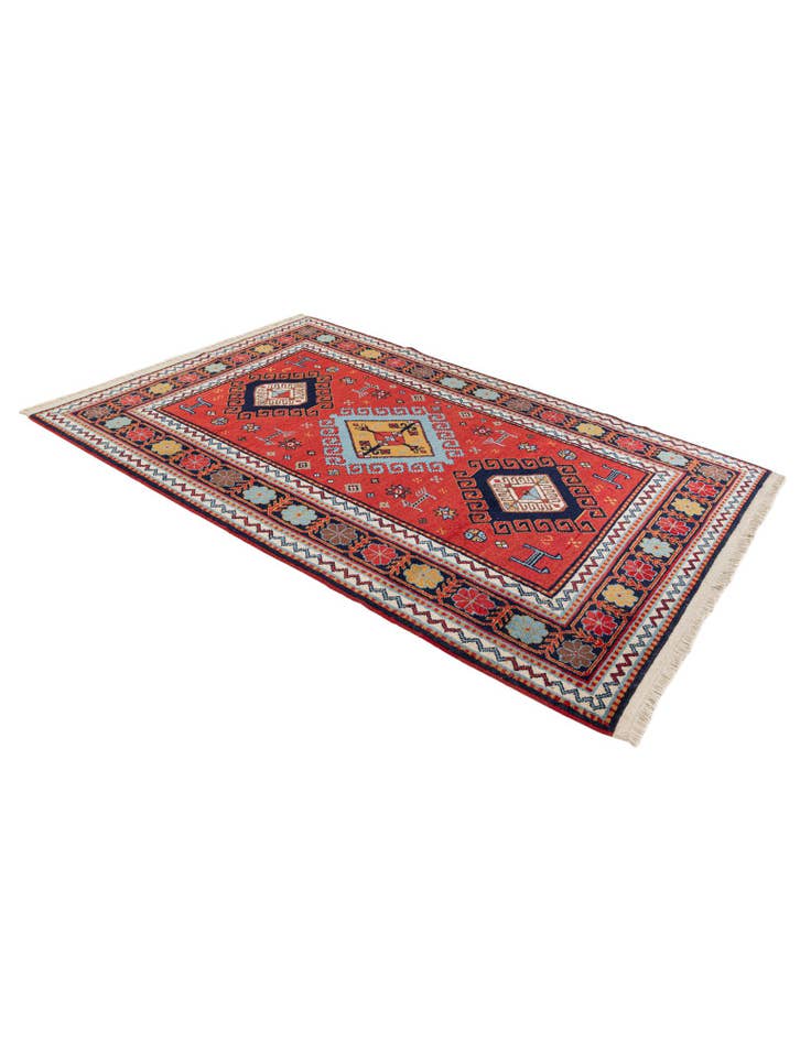 Detail image of  4' 3 x 6' 6  Hand Knotted Kazak Rug