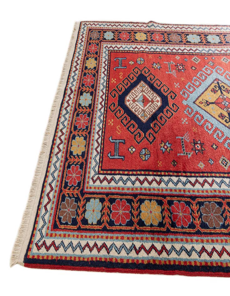 Detail image of  4' 3 x 6' 6  Hand Knotted Kazak Rug