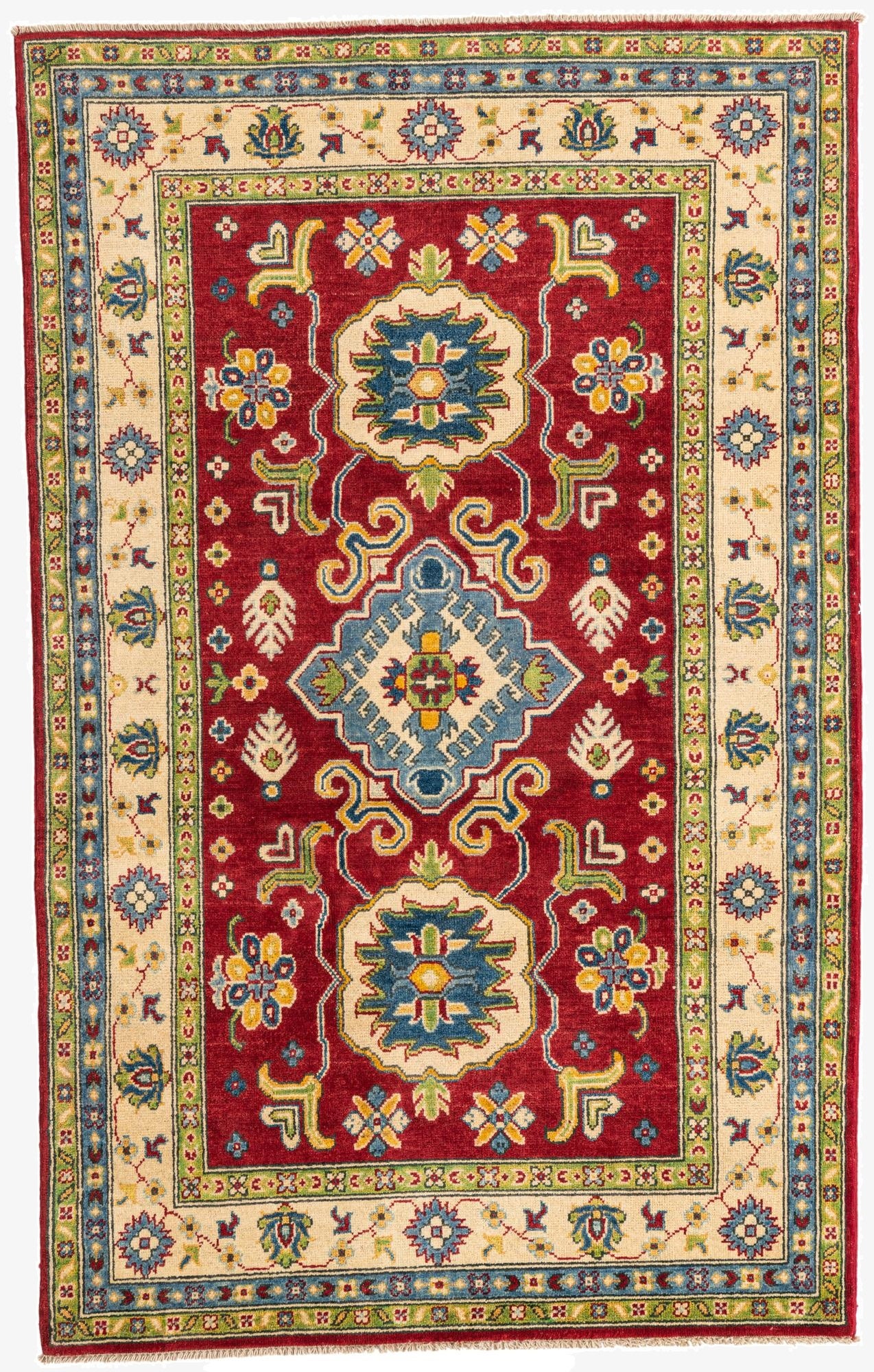  3' 10 x 6' 3  Hand Knotted Kazak Rug