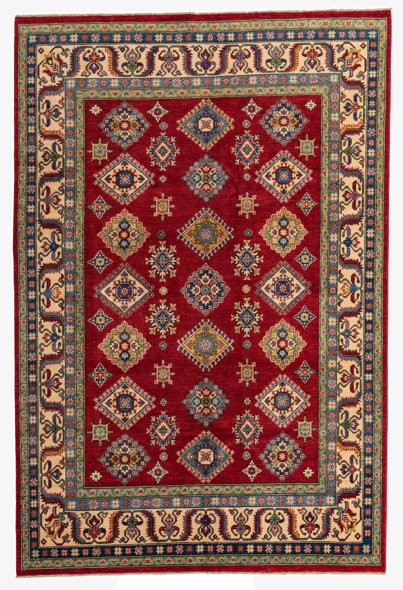  6' 7 x 9' 9  Hand Knotted Kazak Rug