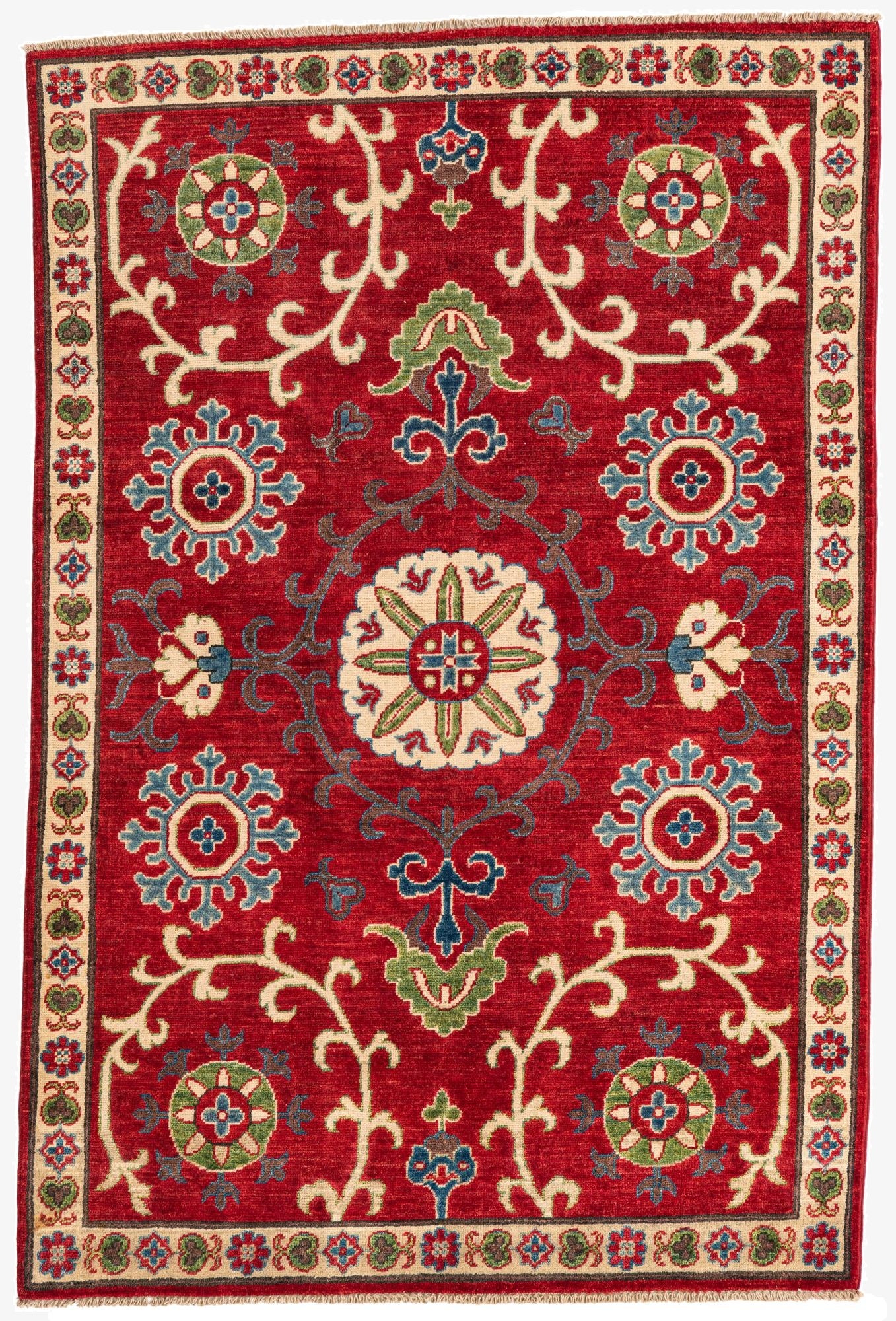  4' 1 x 6' 1  Hand Knotted Kazak Rug