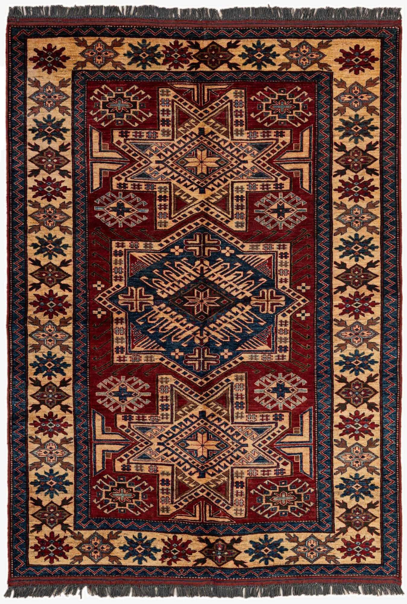  5' x 7' 2  Hand Knotted Kazak Wool Rug