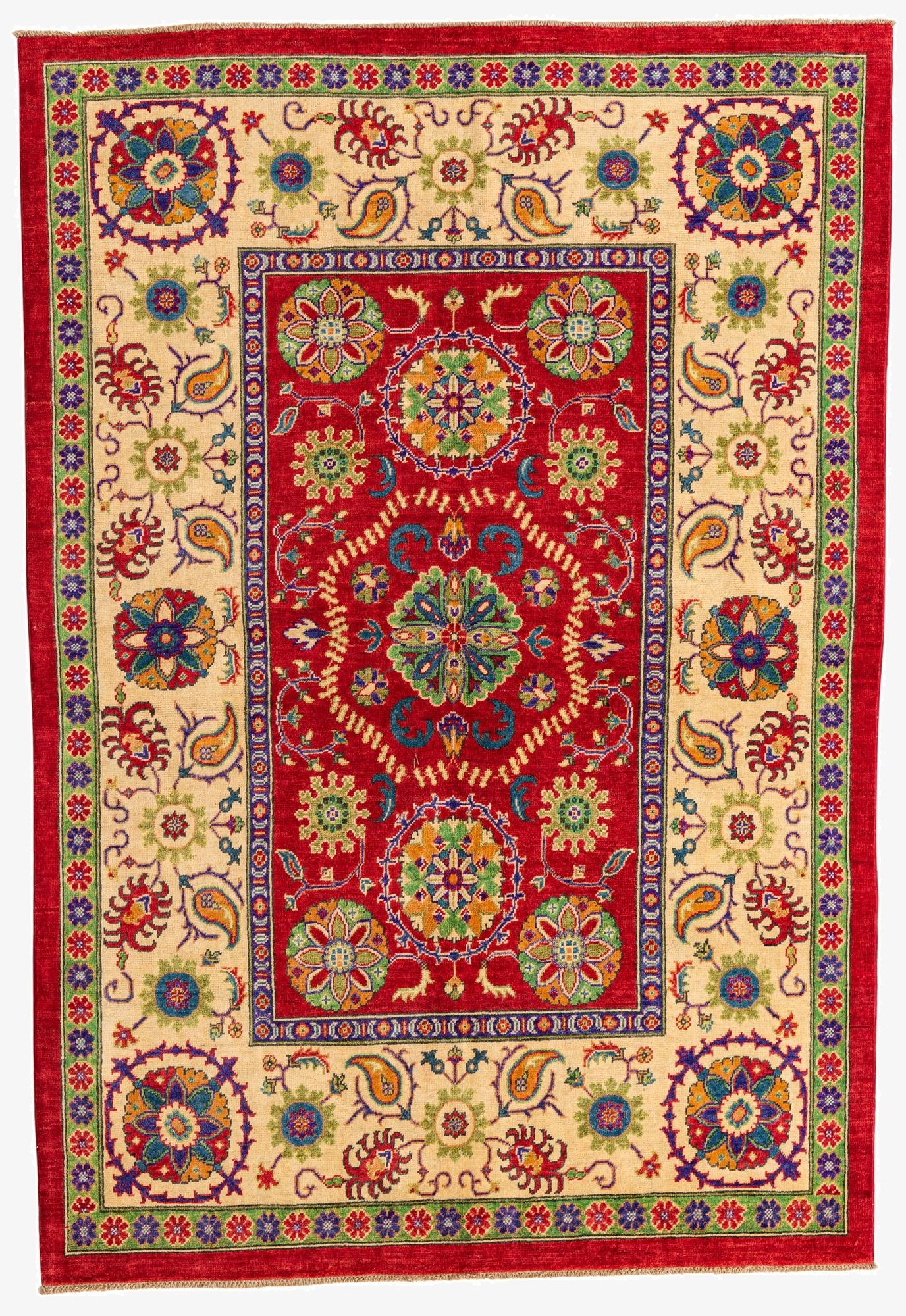  5' 8 x 8' 2  Hand Knotted Kazak Rug