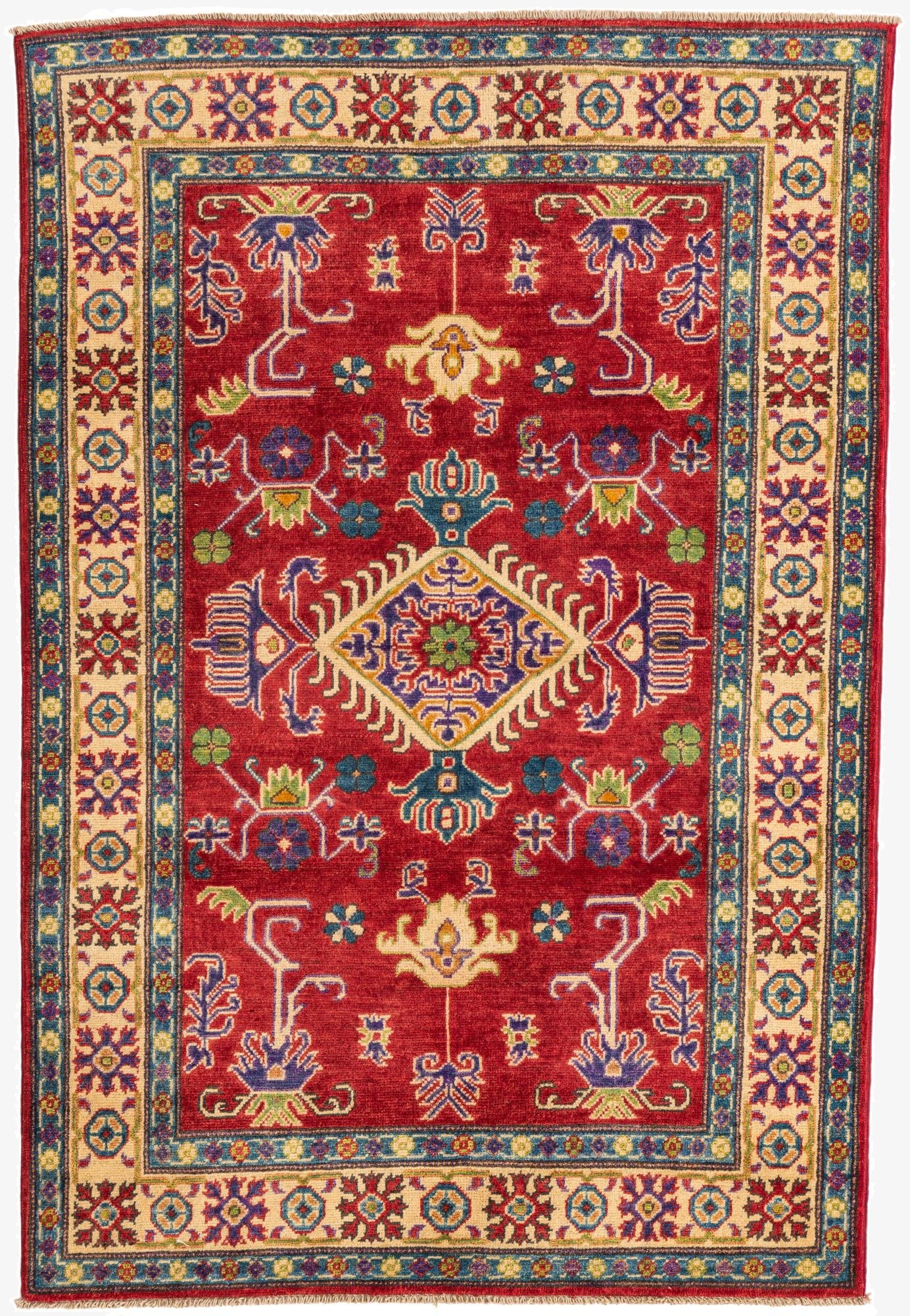  3' 9 x 5' 8  Hand Knotted Kazak Rug