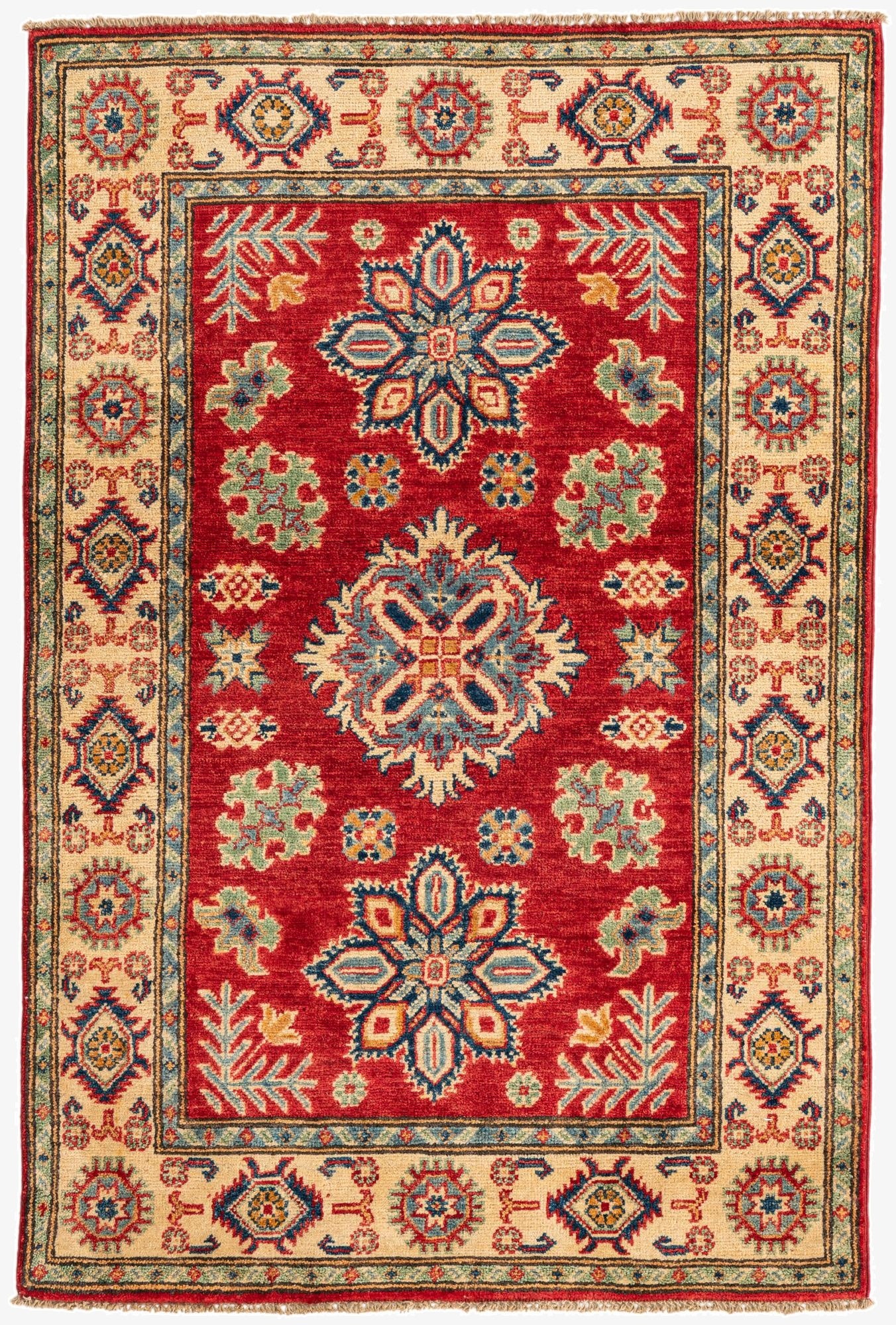  3' 4 x 5'  Hand Knotted Kazak Rug