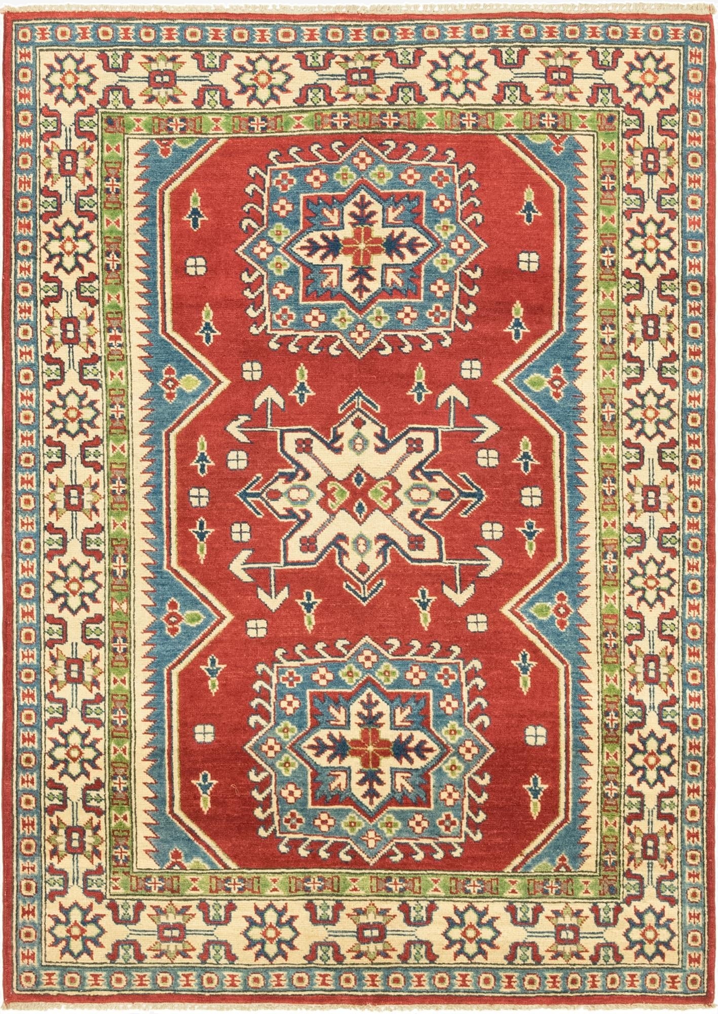  4' x 5' 9  Hand Knotted Kazak Rug