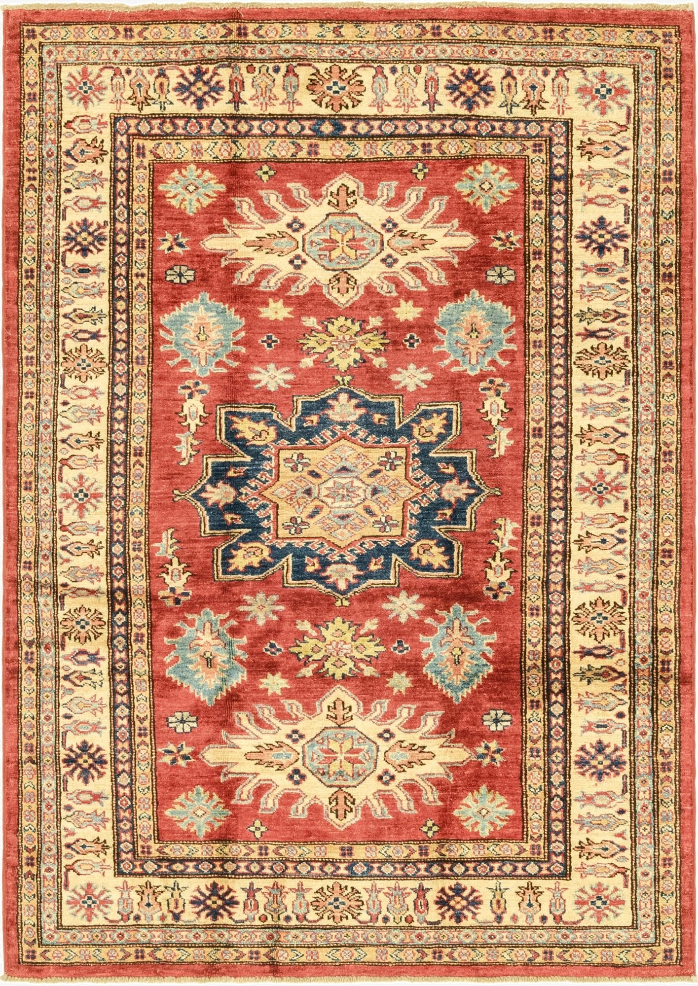  4' x 5' 8  Hand Knotted Kazak Rug