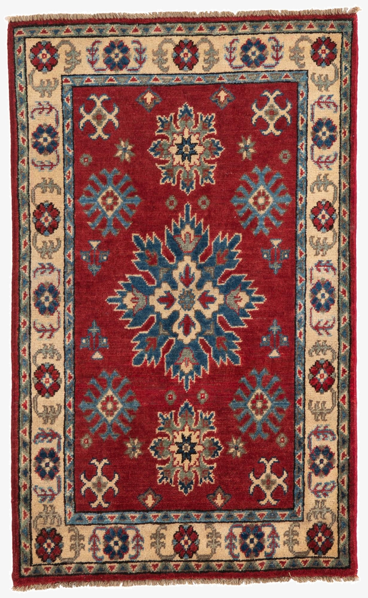  2' 8 x 4' 5  Hand Knotted Kazak Rug