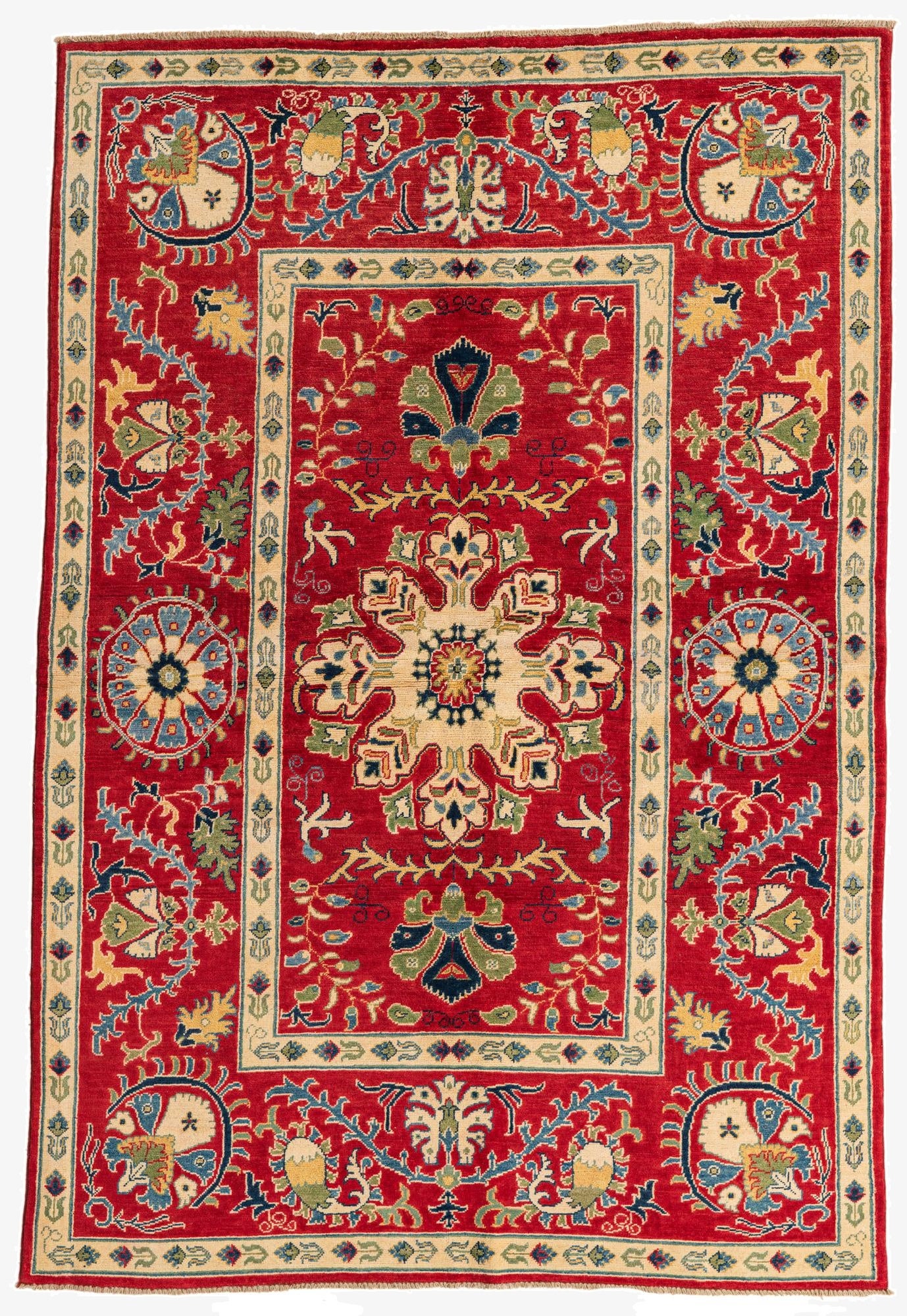  5' 7 x 8' 2  Hand Knotted Kazak Rug