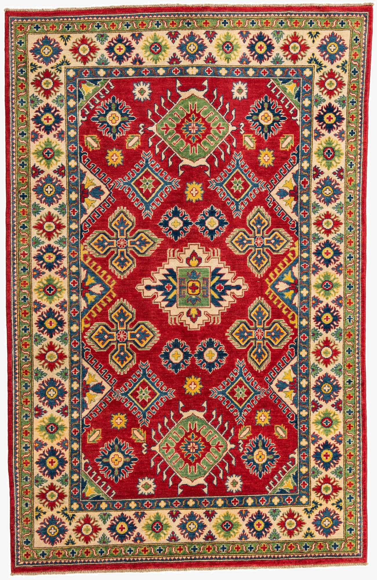  5' 10 x 9' 2  Hand Knotted Kazak Rug
