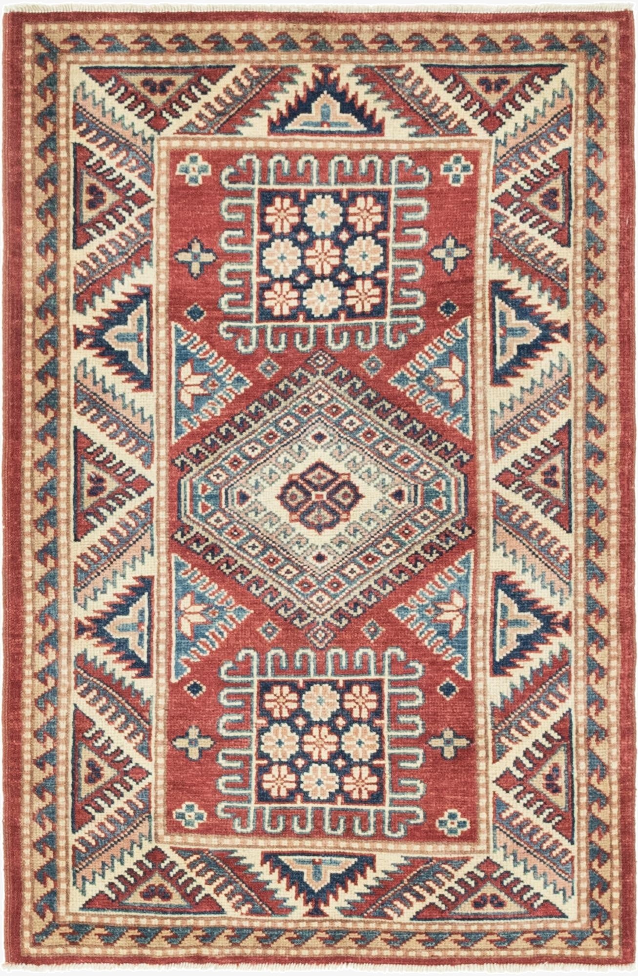  2' 8 x 4' 1  Hand Knotted Kazak Rug