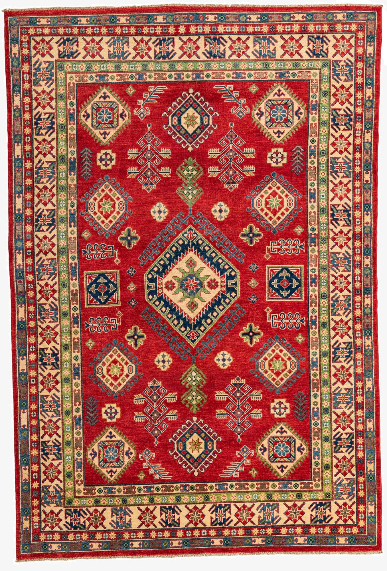  6' 9 x 10' 1  Hand Knotted Kazak Rug
