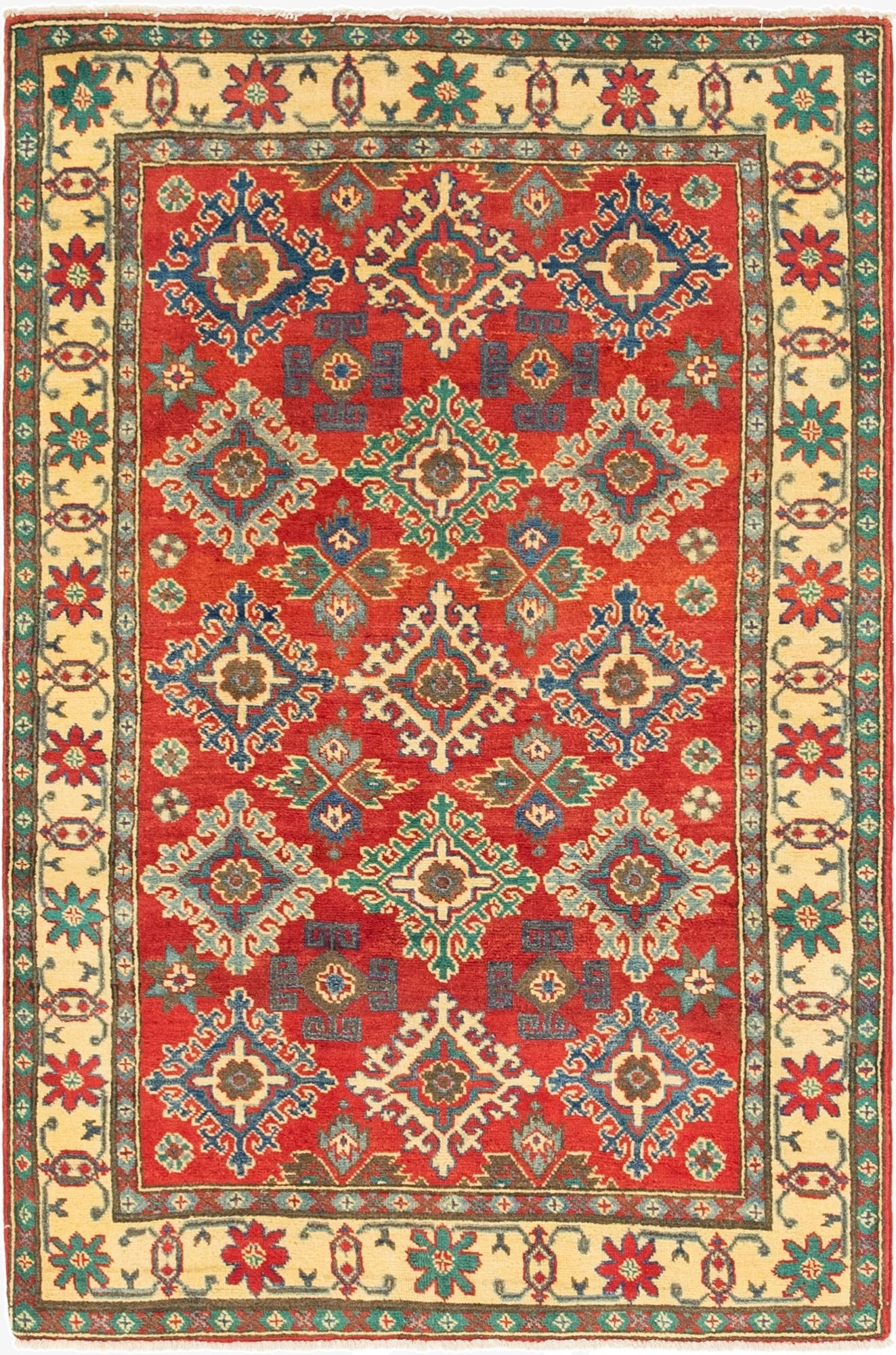  3' 9 x 5' 10  Hand Knotted Kazak Rug