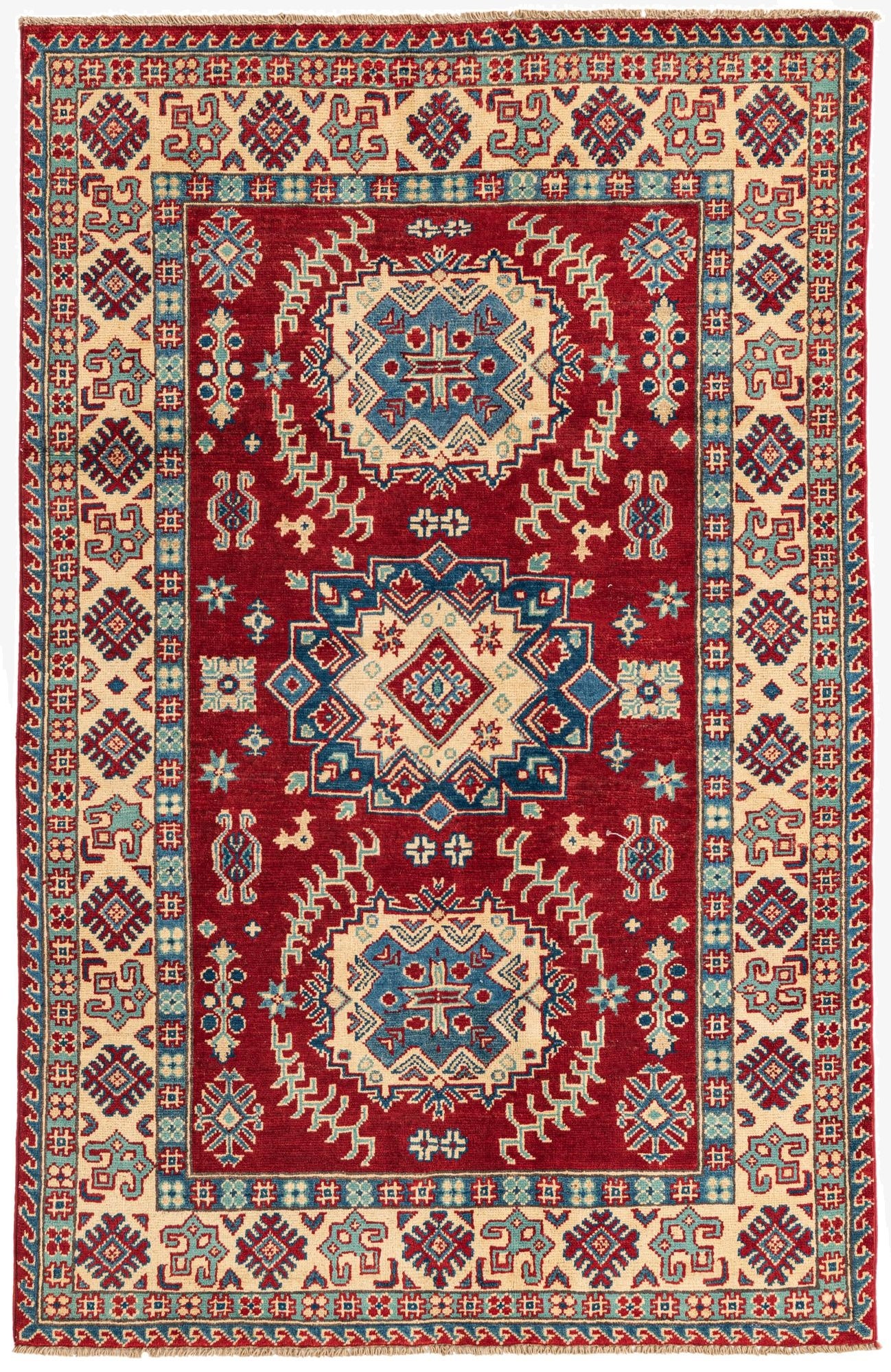  3' 10 x 6'  Hand Knotted Kazak Rug