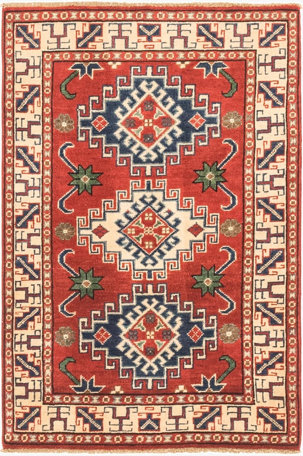  2' 8 x 4' 2  Hand Knotted Kazak Rug
